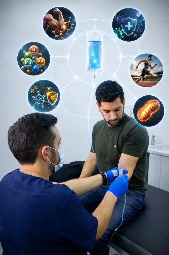 La suero terapia es un procedimiento que consiste en la administración intravenosa de sueros con vitaminas, minerales, a